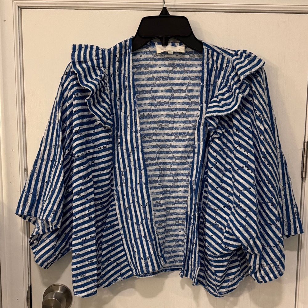 Anthropologie Blue and White Textured Cardigan